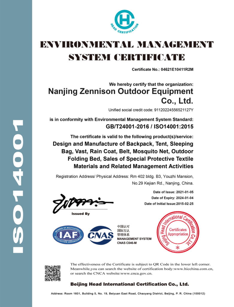 ISO 14001 certificate