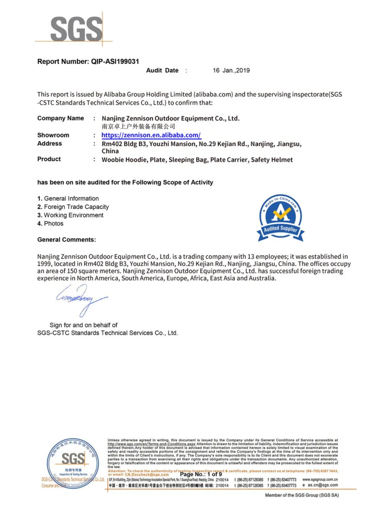 SGS certificate