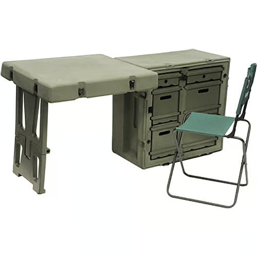 pelican hardigg military double duty field desk table case with chairs