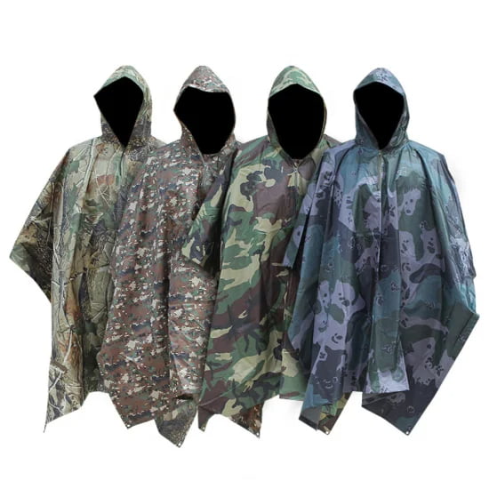 100% Polyester Light-Weight Army and Police Raincoat Camouflage