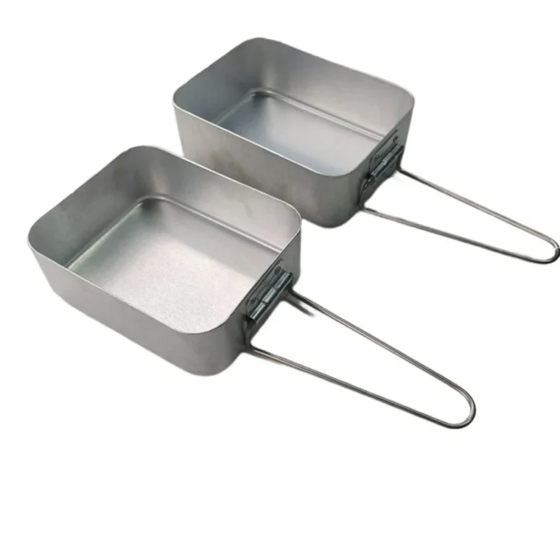 British Army Style Double Mess Tin Billie Cans with Folding Handles