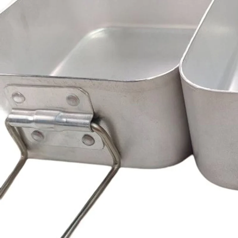 British Army Style Double Mess Tin Billie Cans with Folding Handles