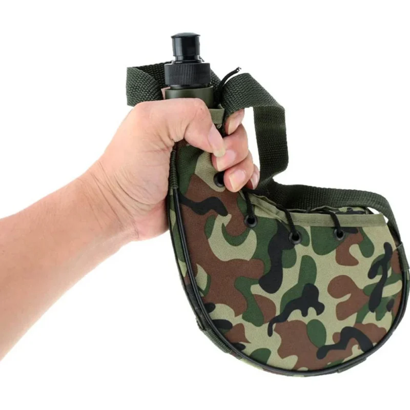 Customized Outdoor Hiking Plastic 800ML Camping Canteen Water Bottle Camouflage