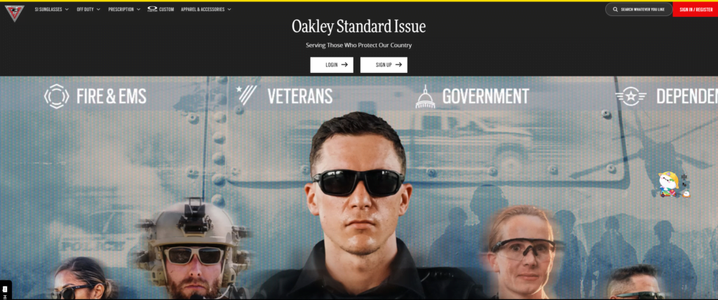 Oakley website