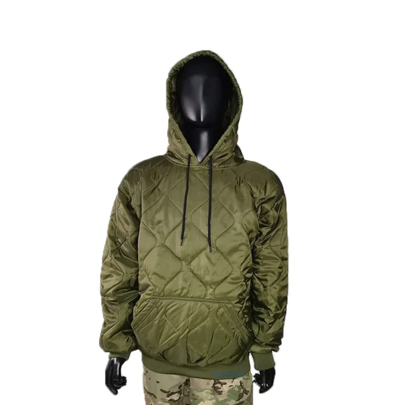 Olive Green Custom Logo Winter Men's Hoodie