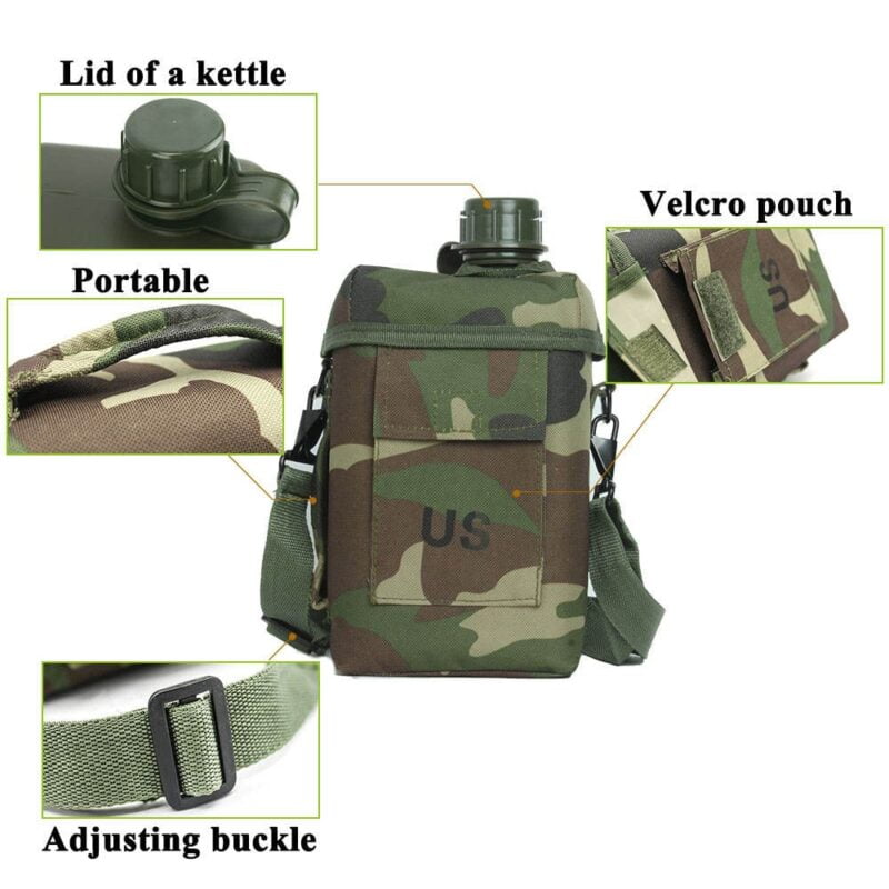 US Three Piece Set Tactical Thermal Insulation Outdoor Drinking Canteen Water Bottle