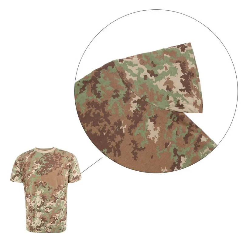 100% Cotton Round Neck Fitted Sport Camouflage Training T-shirt Men