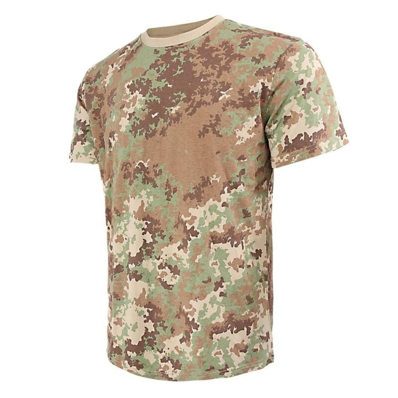 100% Cotton Round Neck Fitted Sport Camouflage Training T-shirt Men