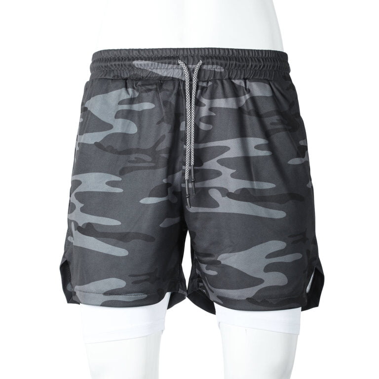 Tactical Army Training Dual Layer Breathable Mesh Fitness Gym Sport Camo Shorts