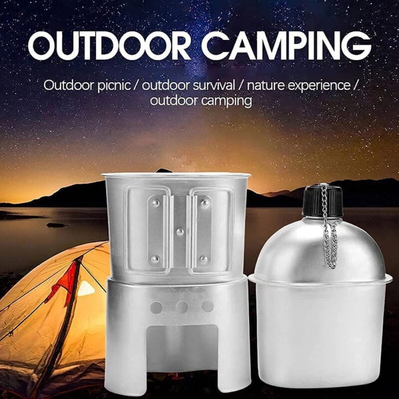Military G.I. Style Aluminum Outdoor Canteen Water Bottle With Pouch for Hiking