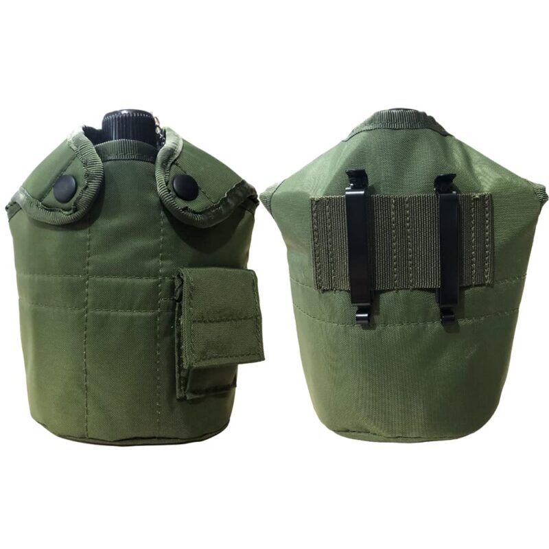 Military G.I. Style Aluminum Outdoor Canteen Water Bottle With Pouch for Hiking