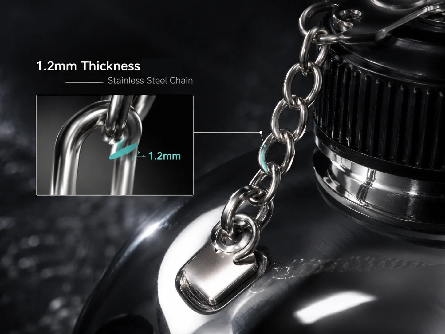 1.2mm Thickness Metal Canteen Stainless Steel Chain Detail