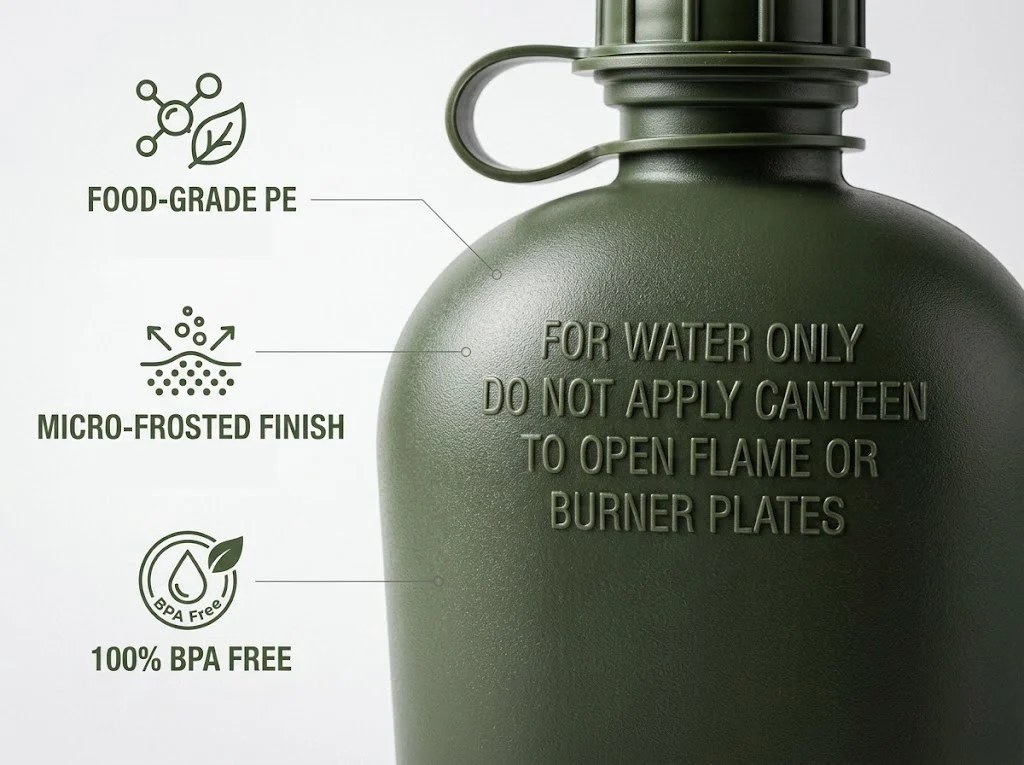 BPA-Free Food Grade PE Tactical Water Bottle 1000ml