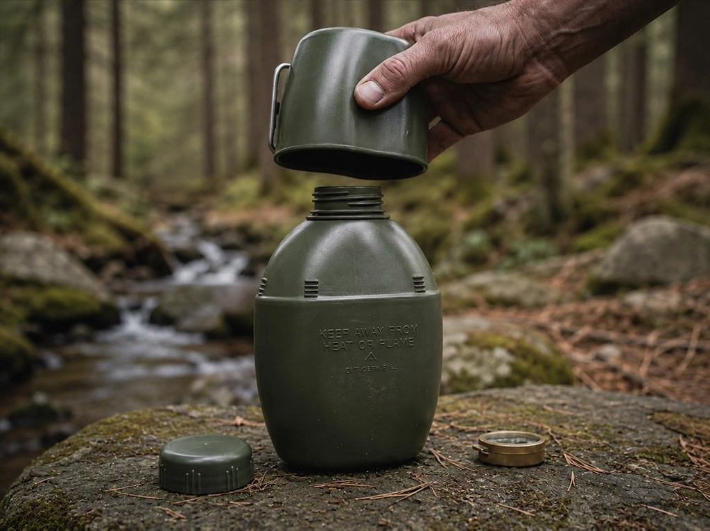 Seamlessly Nested Military Water Bottle with Cup