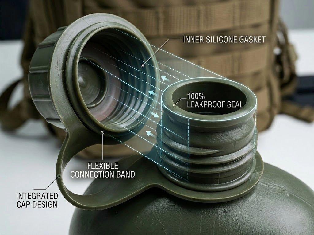 U.S. Style Canteen Leakproof Cap and Silicone Seal Detail