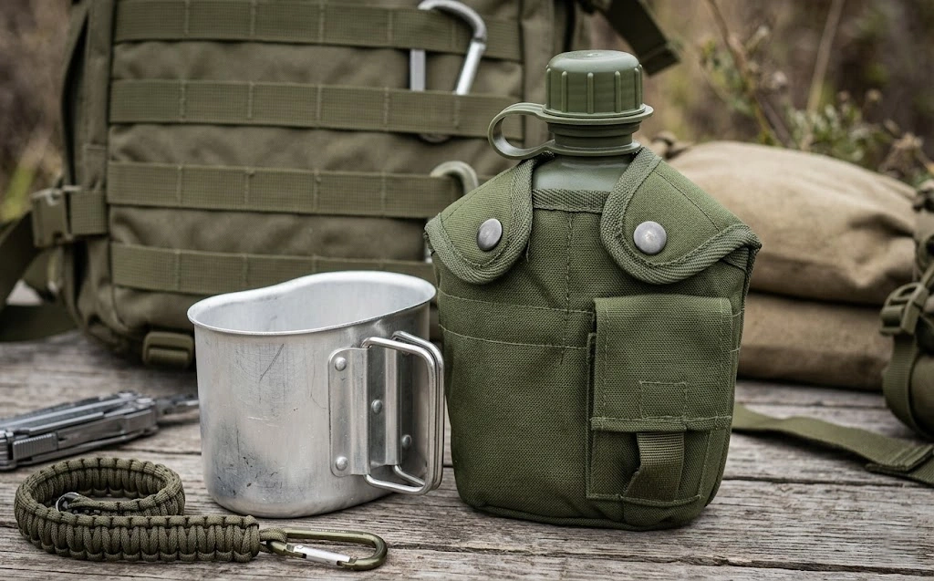 Zennison U.S. Military Canteen and Cup Set with Tactical Background