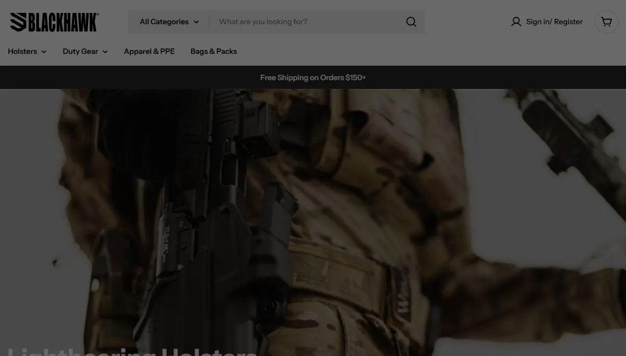 Blackhawk tactical equipment brand official website screenshot