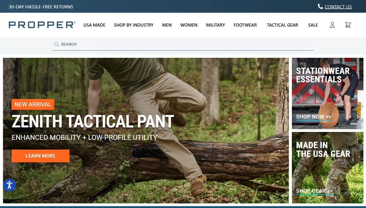 Propper tactical apparel brand official website screenshot