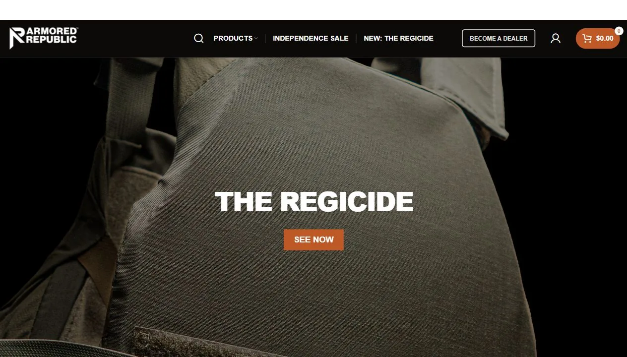 AR500 Armor plate carrier brand official website screenshot
