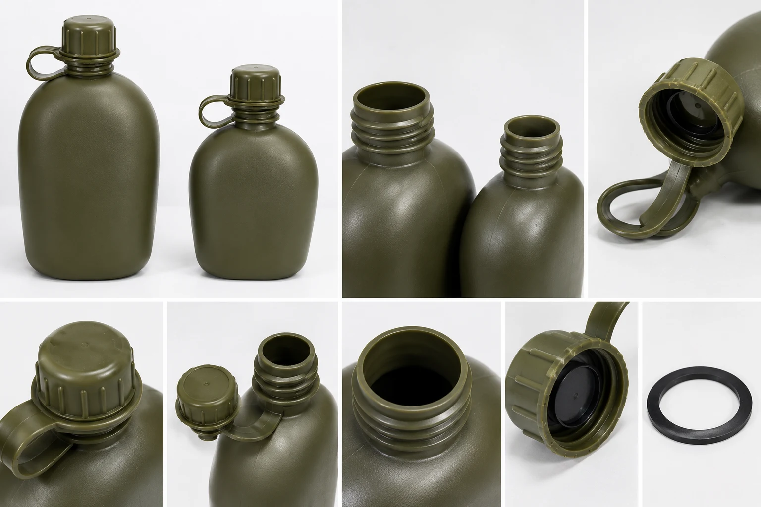 Food grade PE military canteen bottle with cap and strap