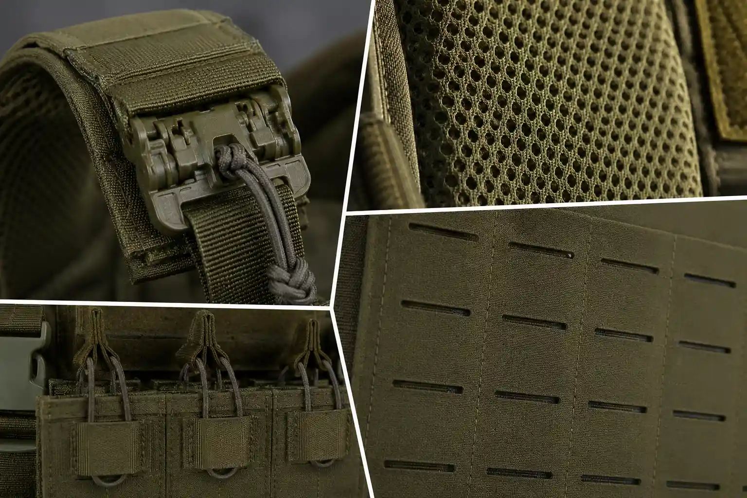 MOLLE tactical vest fabric webbing and hardware details for OEM procurement