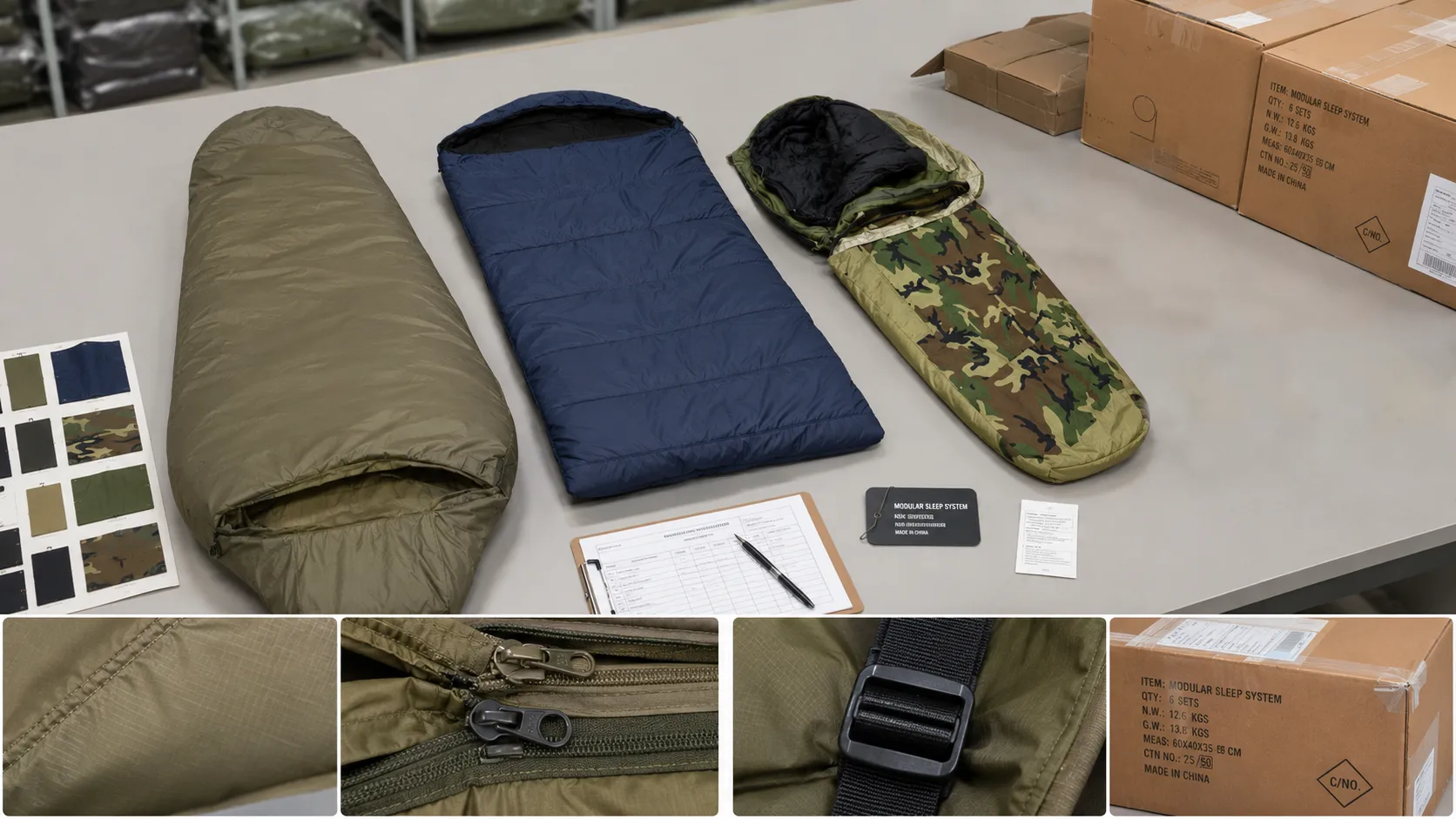 OEM military sleeping bag fabric packing and quality control checklist