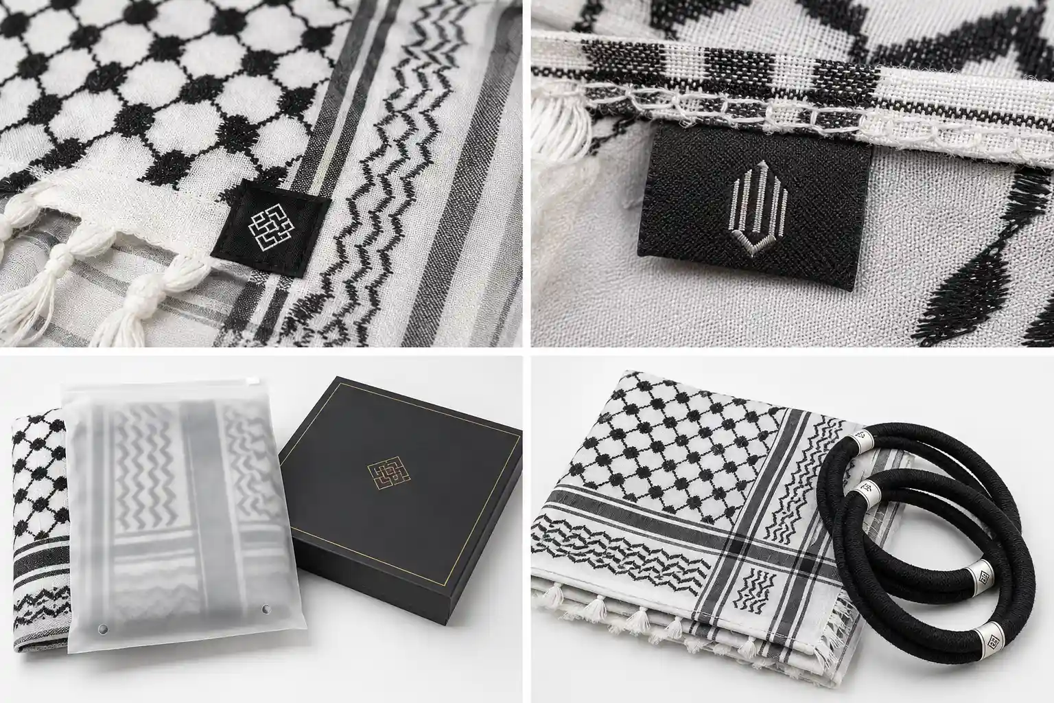 OEM shemagh scarf logo packaging and agal set options