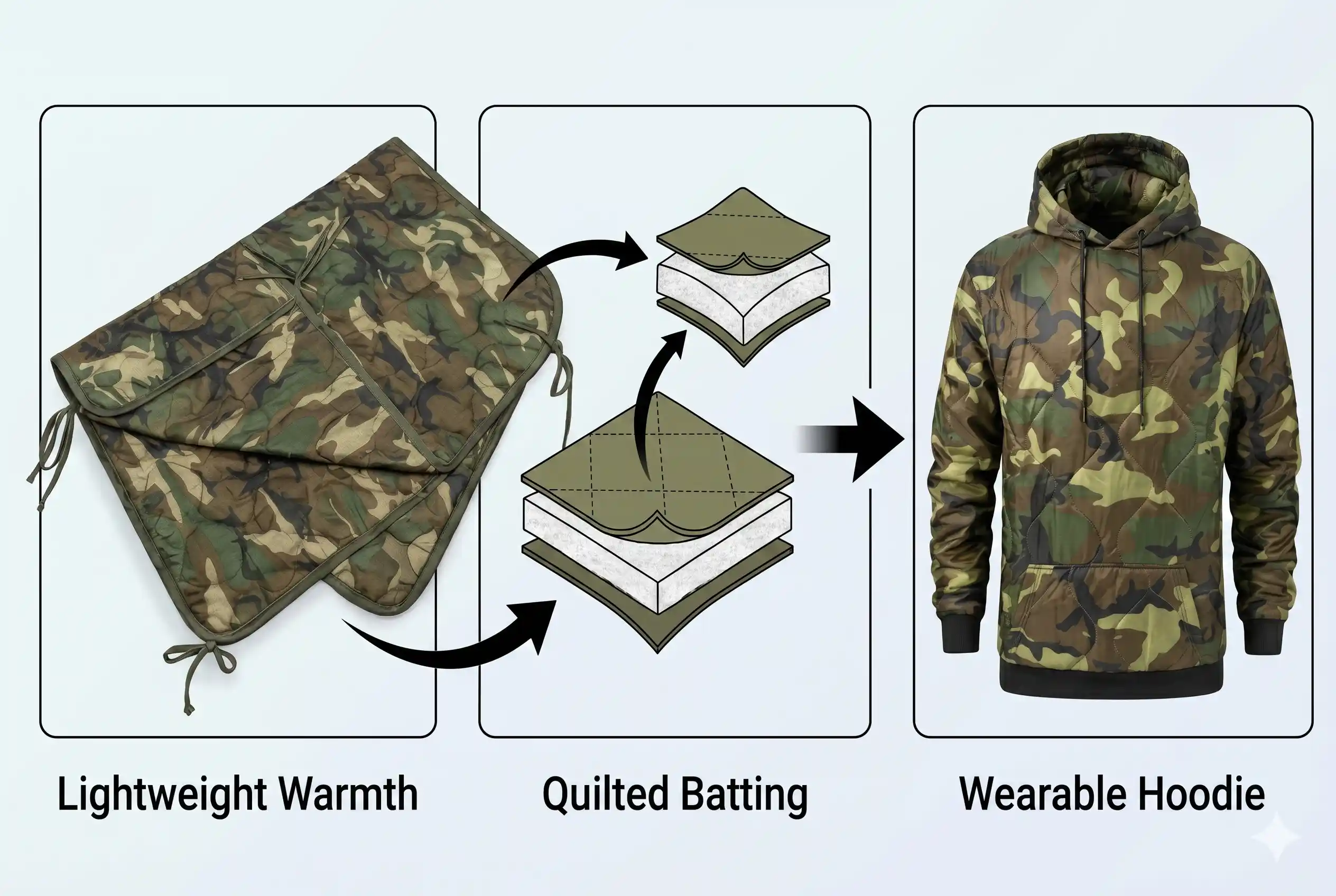 Poncho liner to woobie hoodie evolution for tactical apparel buyers