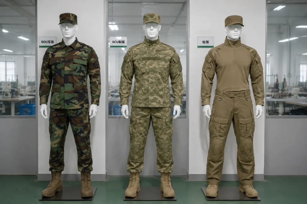 tactical uniforms,tactical uniform manufacturer,wholesale tactical uniforms,BDU uniform,ACU uniform,OEM tactical uniform,combat uniform manufacturer