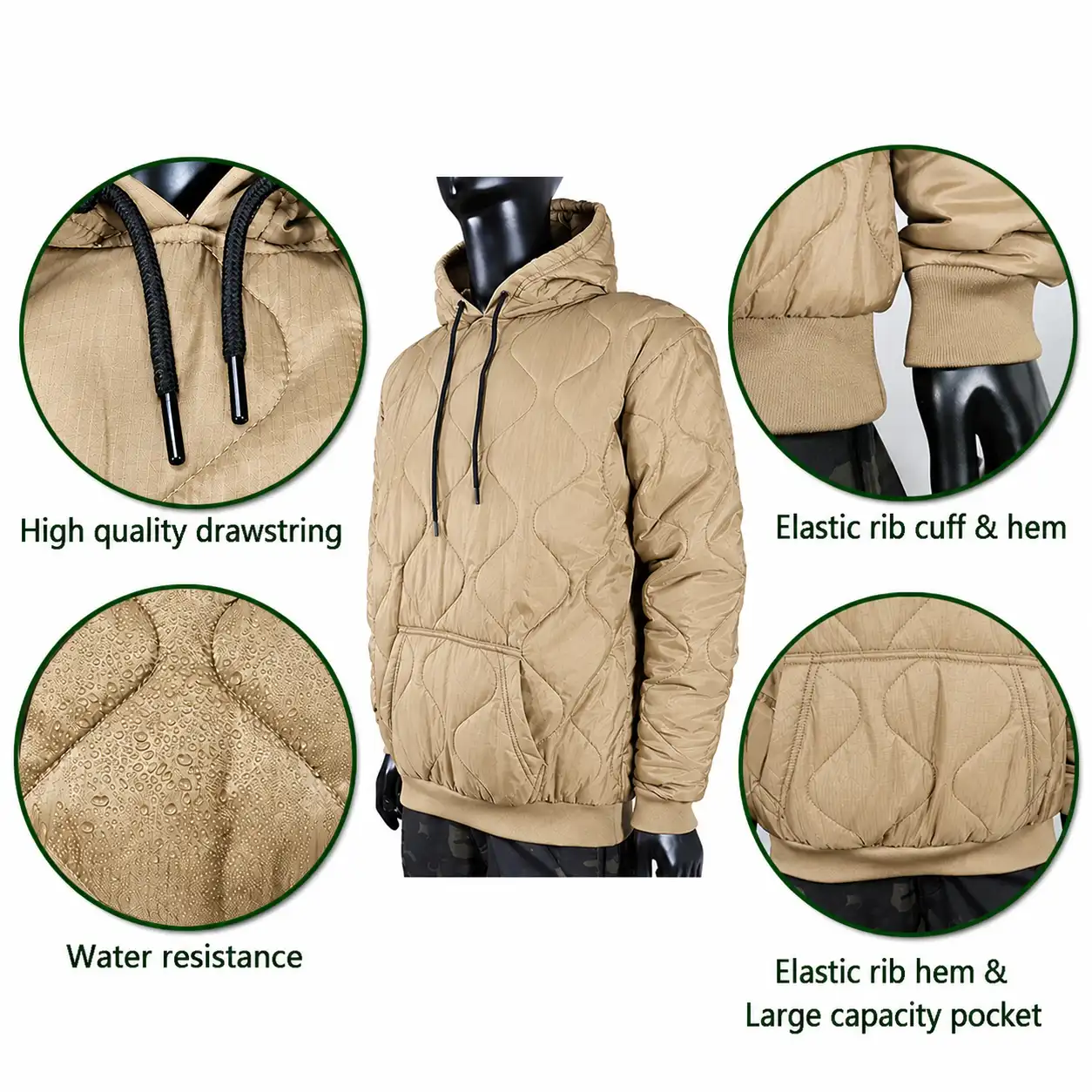 Woobie hoodie quilt batting hood and pocket details for bulk procurement
