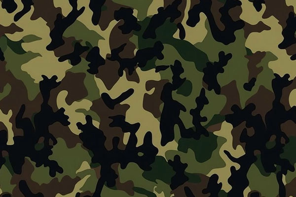 Woodland camouflage fabric swatch for tactical sleeping bags
