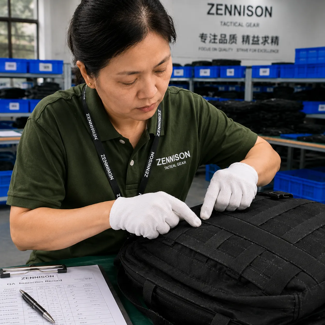 Zennison tactical backpack factory view for OEM and bulk sourcing questions