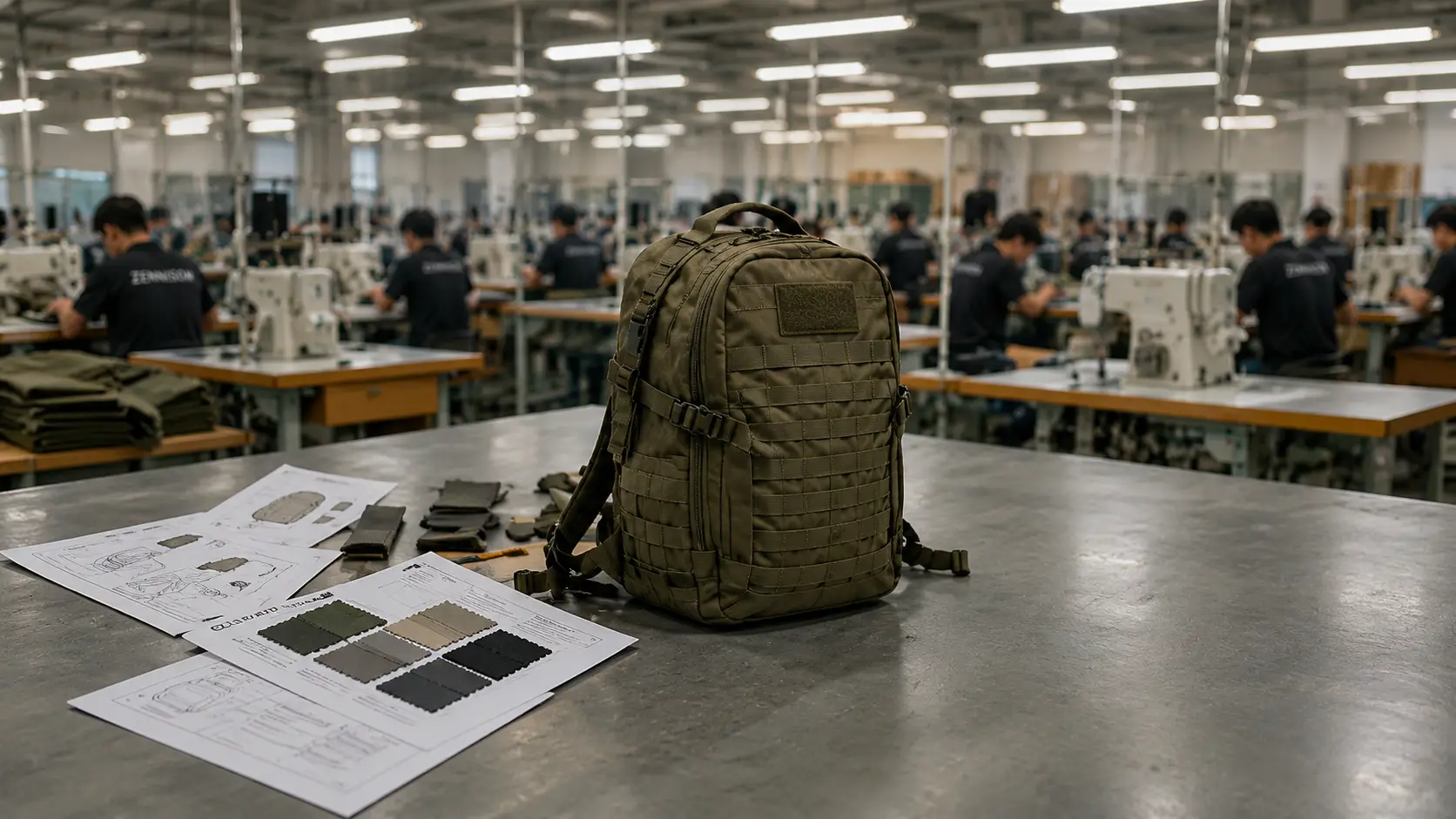 Tactical backpack sample development, bulk production, and shipment planning process