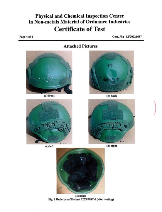 Bulletproof helmet test attached pictures certificate Bulletproof helmet test attached pictures certificate